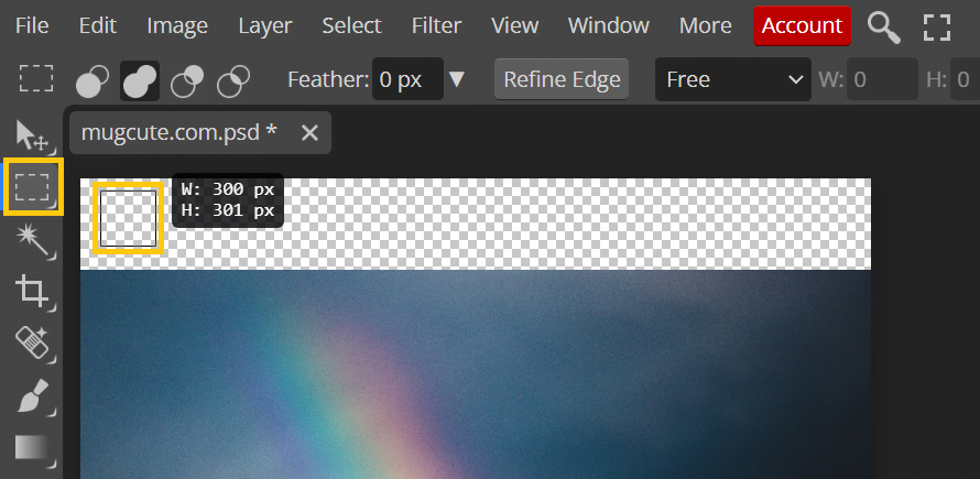 Free photo editing tool online. Tutorial of using "Rectangle Select" in Photopea.