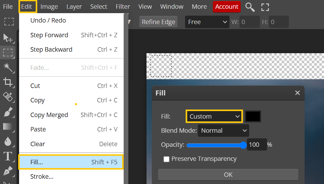 How do I fill a selection layer with solid color? - Free photo editing tutorial. Best Photoshop alternatives!