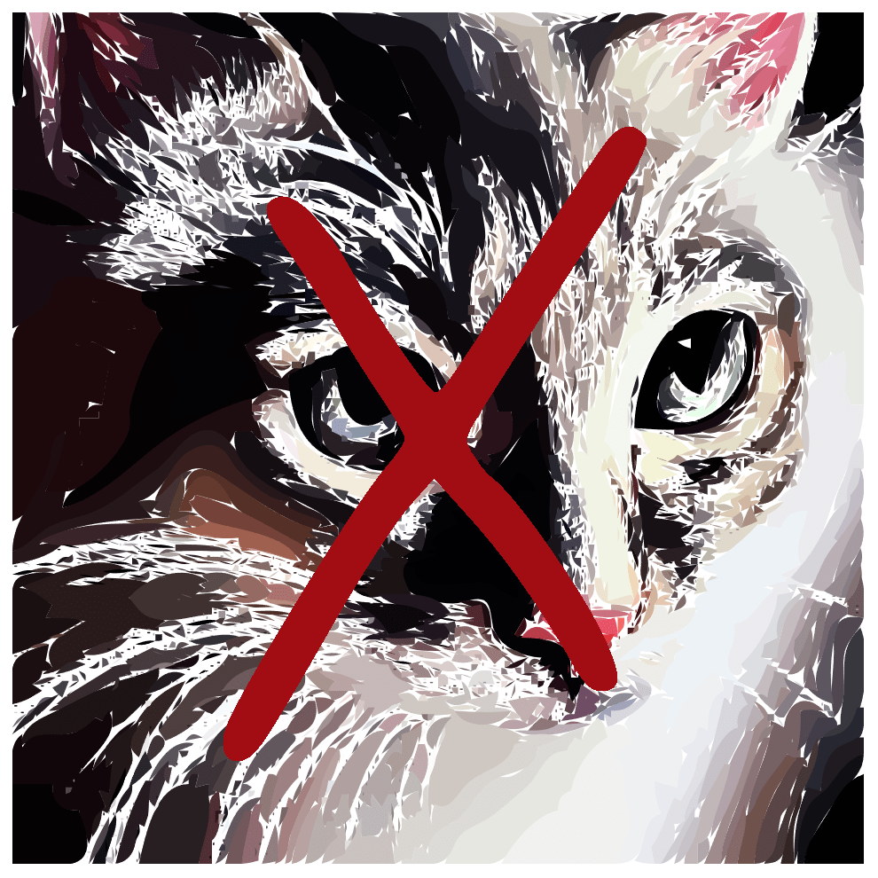 A corrupted vectorization image showing a cat drawing after using an online auto-tracer.