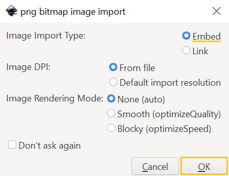 Screenshot of PNG bitmap image import using Inkscape, a free SVG vector image editor. 