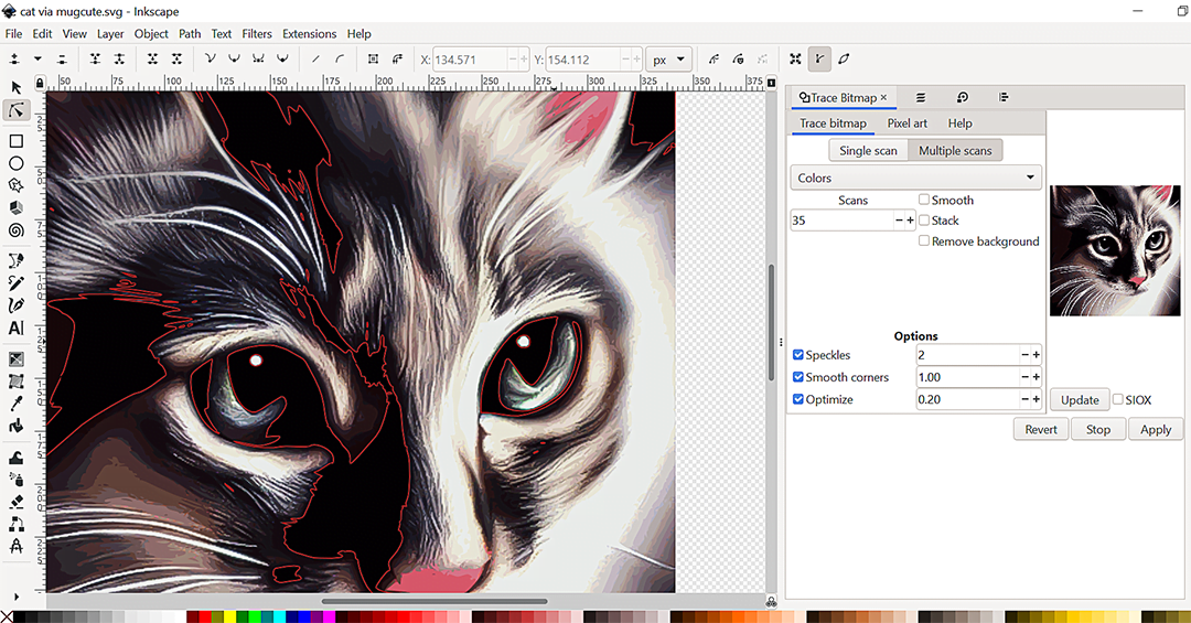 Vectorization result of the cat image.